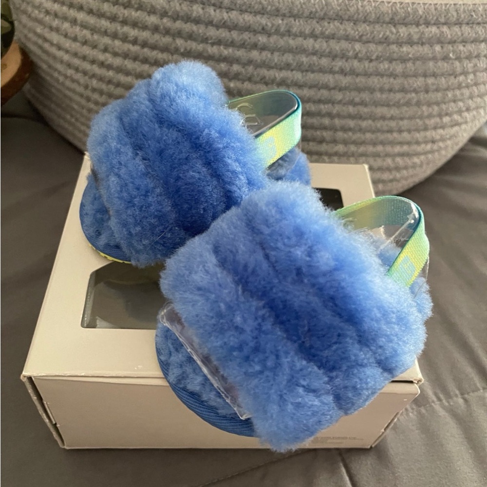 Ugg Fluff Yeah Blue Slide Sandals